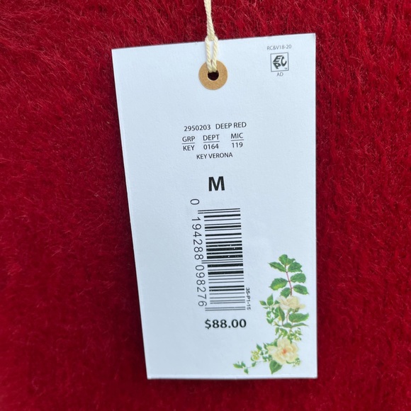 NWT Chelsea & Violet Key Verona Red Balloon Sleeve Eyelash Pullover Sweater - Picture 9 of 9